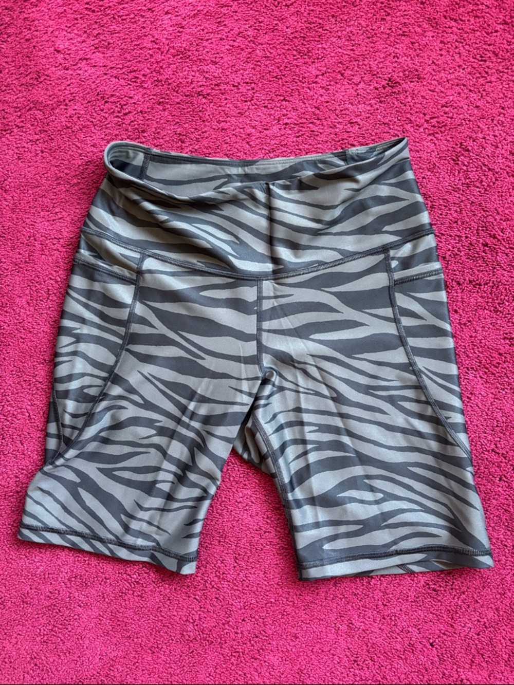 Old Navy Active Black and Gray Zebra Print Biker Shorts